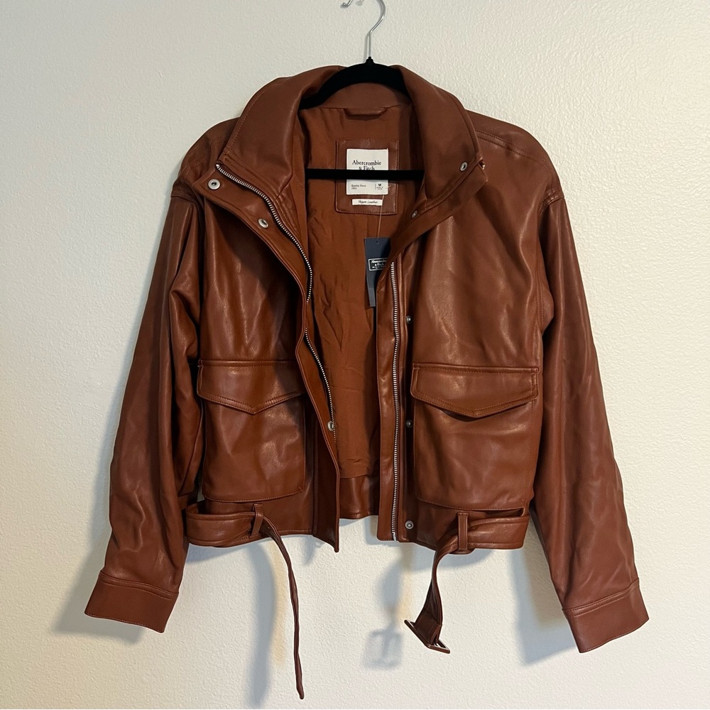 Abercrombie & Fitch Vegan Leather Jacket - Brown